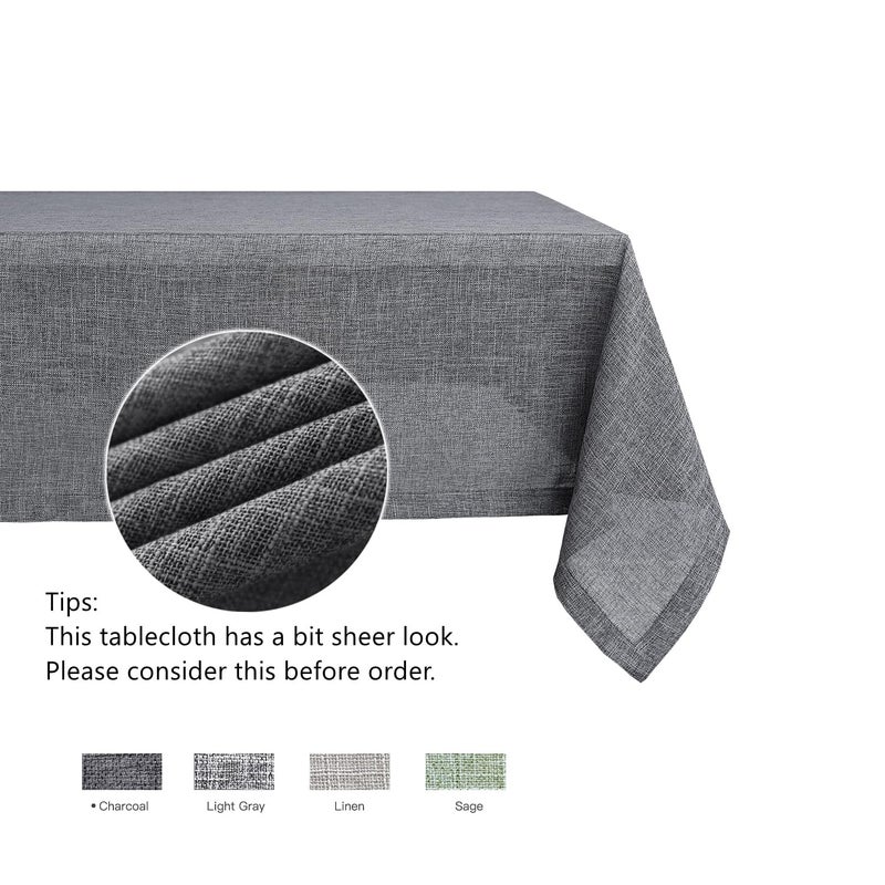 maxmill Flaxy Faux Linen Table Cloth with 2-Tone Slubby Texture Wrinkle Resistant Anti-Shrink Soft Tablecloth for Kitchen Dining Tabletop for Buffet Banquet Parties Rectangle 52 x 70 Inch Charcoa - Image 5